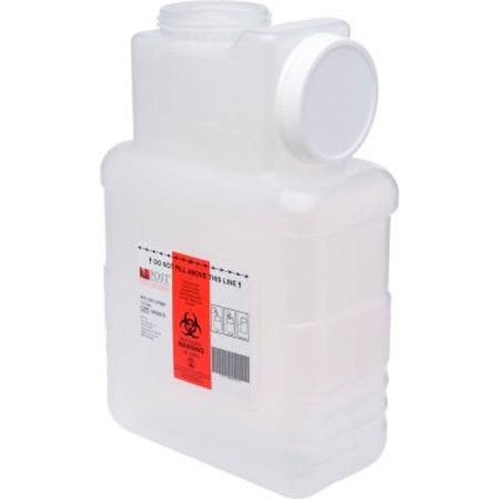 POST MEDICAL 1.5 Gallon Leak-tight Sharps Container with Locking Screw Cap, Translucent, 22/CS 2201-LPBW-22